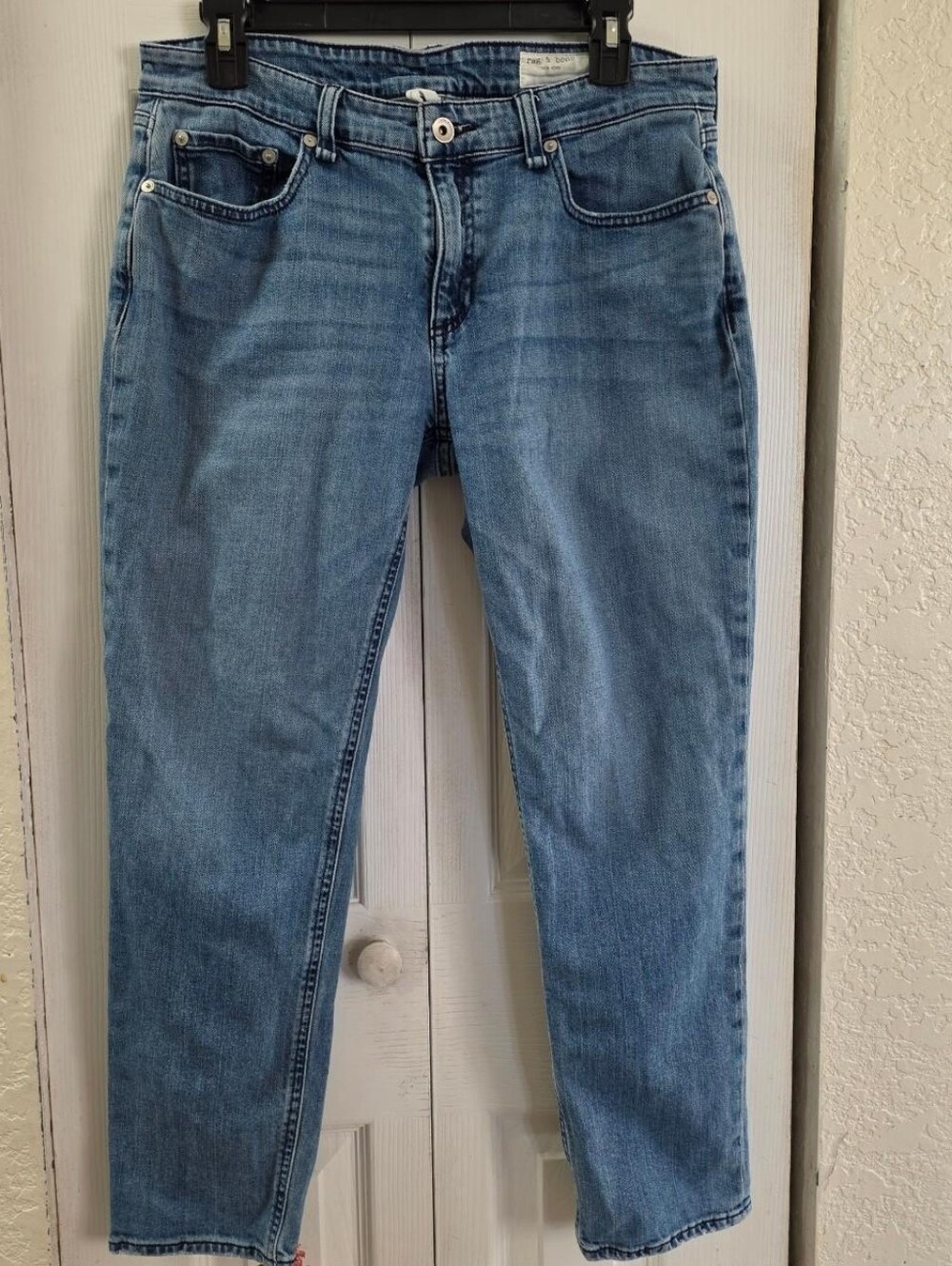 rag & bone Women's Light Wash Blue Denim Jeans Slim Low Rise Straight 28